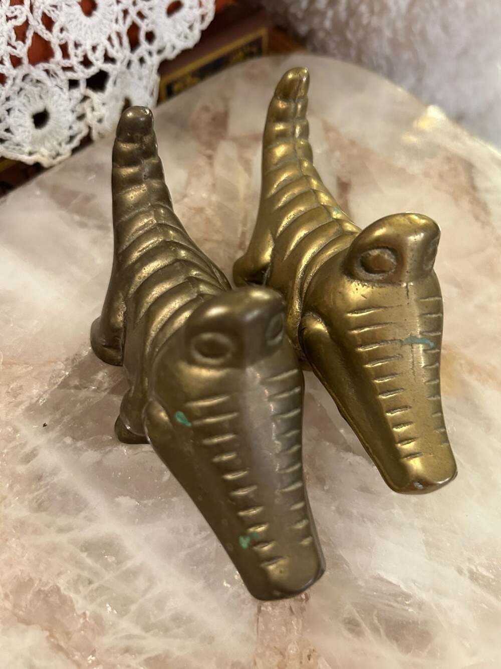 Vintage Brass Alligator Figurines